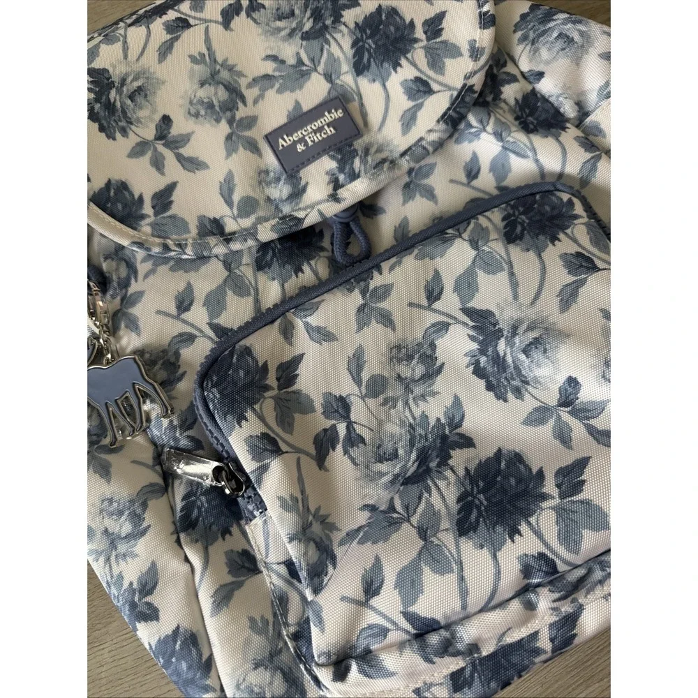 abercrombie kids Girls' Aspen Print Flap Rucksack Backpack Blue Floral
